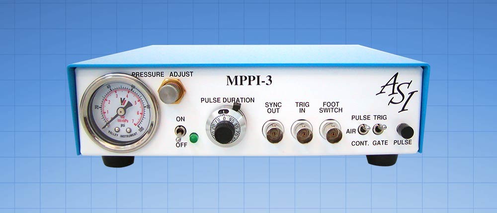 Milli-Pulse Pressure Injector, MPPI-3, is a self-contained device for producing gas pressure pulses to an injection pipette mppi-photo-01